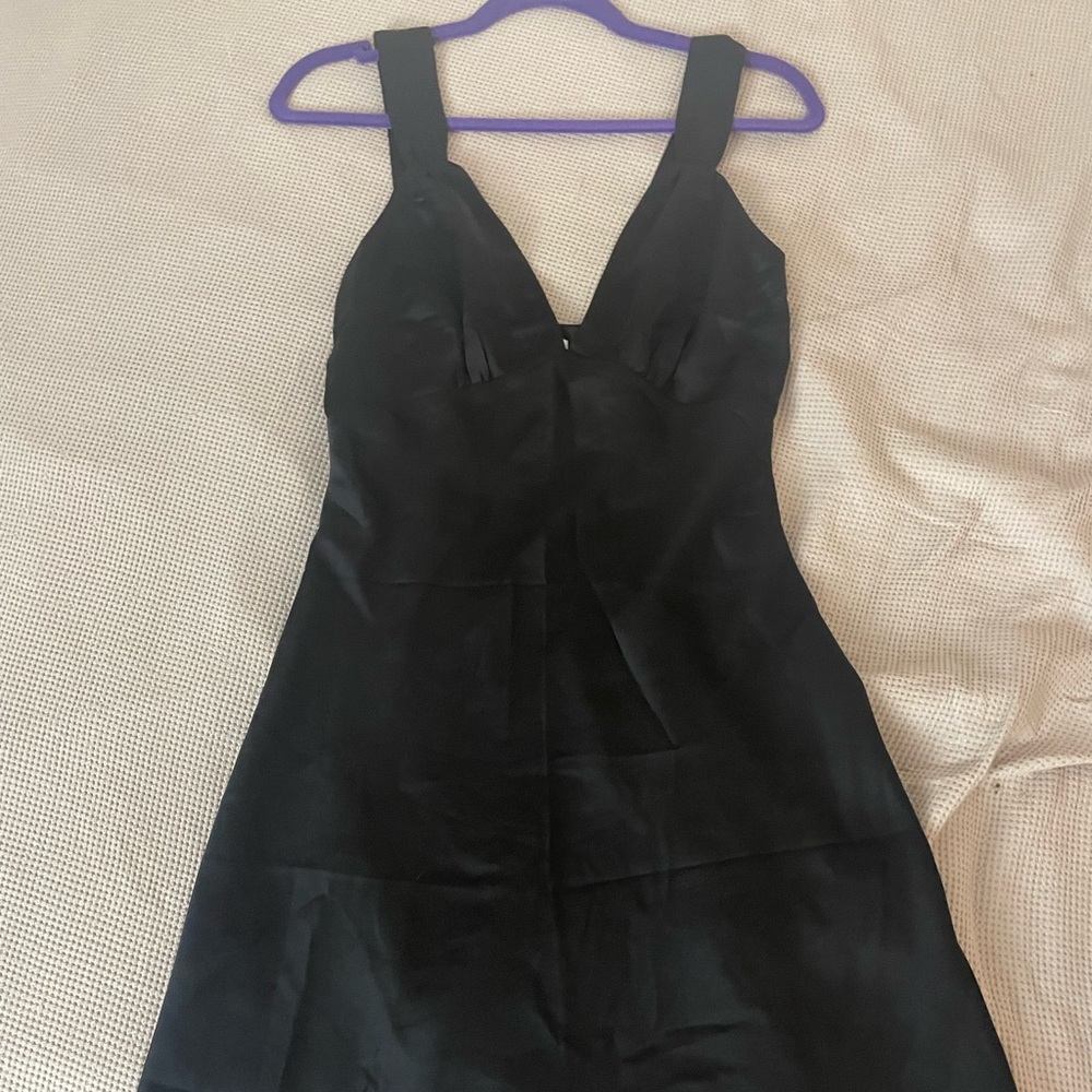 Abercrombie short black satin dress wide adjustable strap